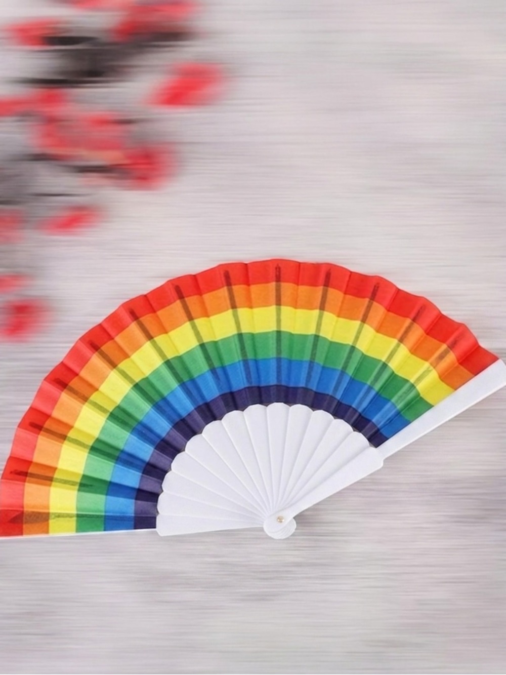 Rainbow Folding Hand Fan - Bright Multicolor